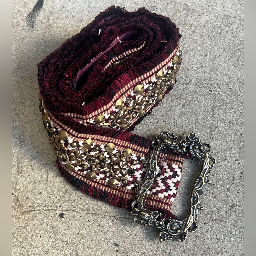 40A. POL Burgundy Embellished Belt
